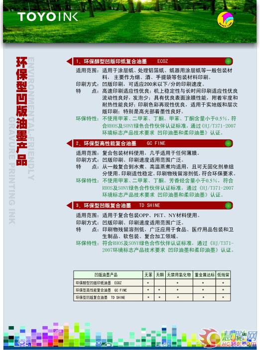 天津东洋油墨有限公司重点环保油墨产品