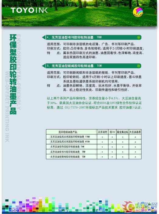 天津东洋油墨有限公司重点环保油墨产品