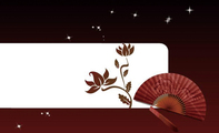 古典中国折扇红棕艺术名片