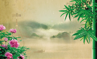 朦胧仙境竹叶花开绿房地产名片