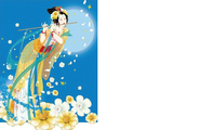 嫦娥奔月蓝色年画名片
