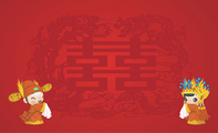 古典红色喜字婚庆名片