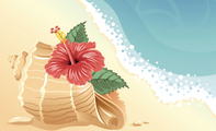 美丽黄色海滩印花名片