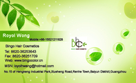 Bingo Hair Cosmetics;No.15 of Hengkeng Industrial Park,Xiusheng Road,Renhe Town,Baiyun D...