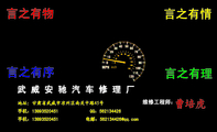武威安驰汽车修理厂;维修工程师：;地址：甘肃省武威市凉州区南关中路45号;手机：138*****451;手机：138****...