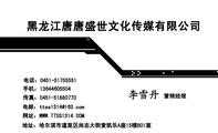 黑龙江唐唐盛世文化传媒有限公司;营销经理;地址:哈尔滨市道里区尚志大街麦凯乐A座15楼B01室;电话:0451-...